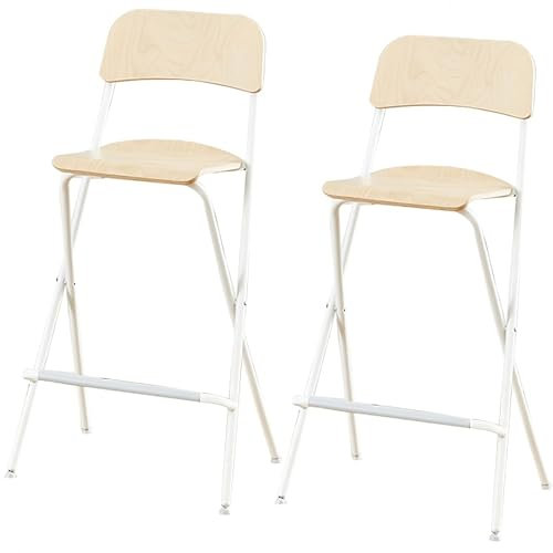 Seggiolone Pieghevole da 24 pollici/60 cm, Sgabello da Bar da Cucina per la Colazione,Sgabello Pieghevole ad Altezza Bancone con Schienale e Poggiapiedi, Sedile Ergonomico e Struttura Resistente (Siz