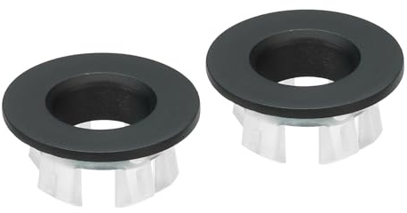 PATIKIL Débordement Anneau, 2pcs Évier Rond Couvercle Bassin Garniture Laiton Insertion dans Trou Rond Bouchons pour Cuisine Salle Bain, Noir