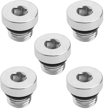 OTOTEC 5 Stück 1/8 Zoll Kohlenstoffstahl-Dichtungsstopfen mit Gummidichtung Innerer Sechseckiger Wasserrohrstopfen Zum Abdichten von Hydraulikölpumpen Rohrleitungsabdichtung Und Verstopfung