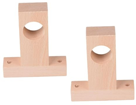 Folpus 2 Stück Holz Stangenhalter, Römische Stange Halterung, Einzelstab Gardinenstange Halter, Römischer Ständer, Römischer Stab Halter Hohe Tragfähigkeit, Tragständer für Vorhang Türvorhang