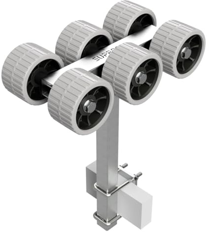SUPROD 6 Fois Rouleaux Chariot de Mise à l'eau Aide à la Mise à l'eau remorque pour Bateau pneus en EVA RKSRLB-6-EVA, Ø 120 mm, Gris/Noir