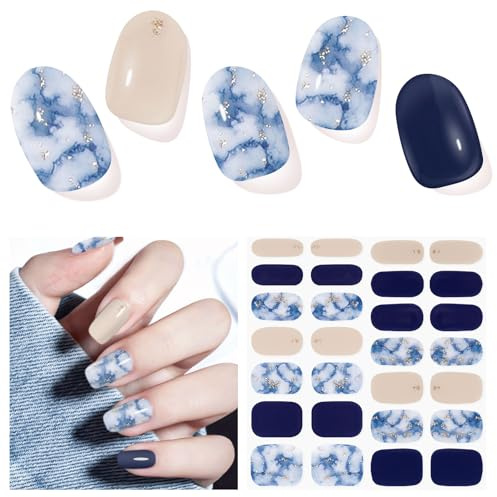 Nagelfolie UV Härtend - 28 Stück Nagelsticker UV Gel Nagelfolien Selbstklebend Nail Sticker Nagellackstreifen Gel-Nagelaufkleber Art Stickers DIY für Damen Mädchen Dekoration Nageldesign