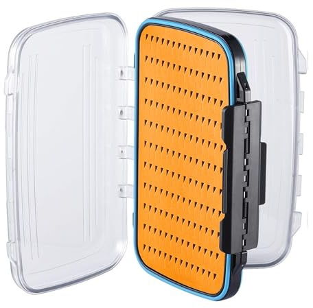 Gonex Scatola per Kit Esche da Pesca a Mosca Box Bilaterale per Pesca Impermeabile, Leggera, con Coperchio Trasparente, Facile per Trasporto e Taglie C 18,5 x 11,7 x 3,8 cm, Arancione