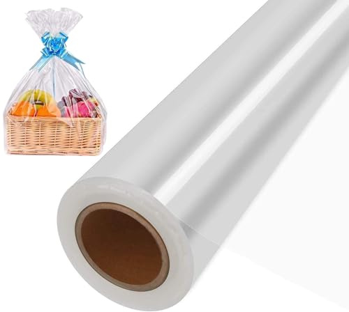 40 cm x 50 m klar cellofanrulle, 2,3 miljoner transparent cellofanrulle, presentpapper, för blomma, presentförpackning