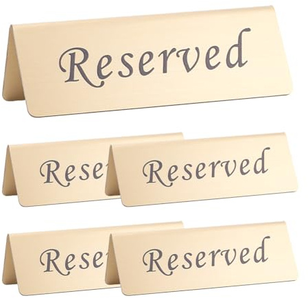 UNICRAFTALE 5 Stücke Reserviert Tischschild Edelstahl Reserviert Schild Für Restaurant Goldene Metall Tischplatte Reserviert Schild Doppelseitig Reserviert Tischschilder Für Geschäft Büro Hochzeiten
