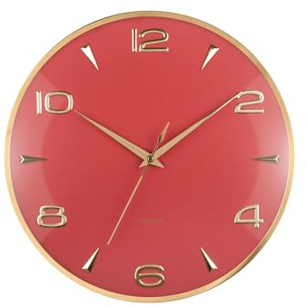 Karlsson Wanduhr Sienna Glow - Rot - 40.6x5x40.6cm | Rund - skandinavisch - Eisen - Wanduhr Modern Wohnzimmer - Wanduhren