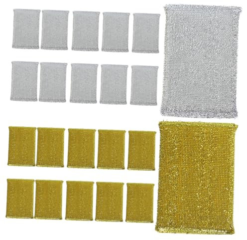 GARVALON 24stücke Spülschwamm Mit Glitzer-oberfläche Geschirrspülschwamm-pad Reinigungsscheuerschwamm Für Küche Und Bad Gold Silber Hoher Saugkraft Und Langlebigkeit