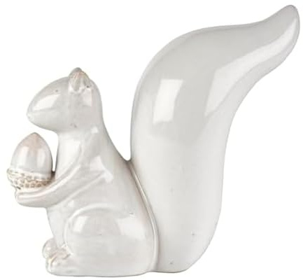 Elements Weiße Eichhörnchen-Keramikfigur, 19 x 8 x 17 cm