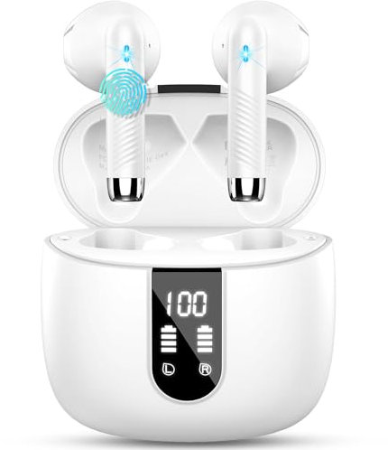Wireless Earbuds, Bluetooth 5.4 Headphones NEW Wireless Headphones with 4 ENC Mic, 56H Bluetooth Earphones in Ear Noise Cancelling Deep Bass, Mini Ear Buds Bluetooth Earbuds IP7 Waterproof LED Display