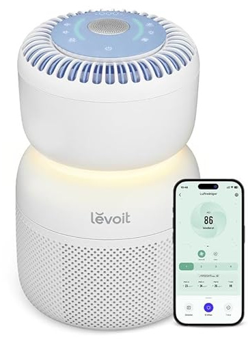 Levoit HEPA Luftreiniger mit 5 Sensoren für Räume, bis 30㎡, Blau | Luftfilter gegen 99,97 Prozent Staub Pollen, App-Steuerung, Nachtlicht, Weißes Rauschen, Echtzeit-Anzeige