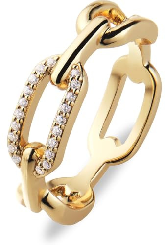 CHRIST Damen-Ring 925er Silber, recycelt Zirkonia 50, Gelbgold 32029719