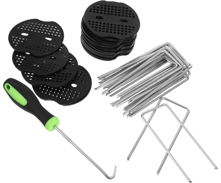 ifundom Clavos para Césped y Estacas De Jardín Forma De u para Fijar Barreras y Lonas De Jardín, 41 Piezas Acero Galvanizado 4x10 Cm, Accesorios Resistentes para Paisajismo y Decoración Exterior