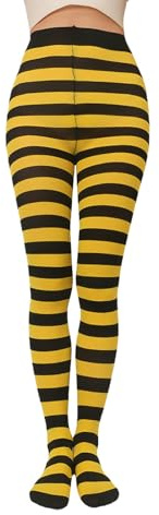Asukohu Donne A Strisce Collant Elastici Traspirante, Giallo e nero wid, Taglia unica