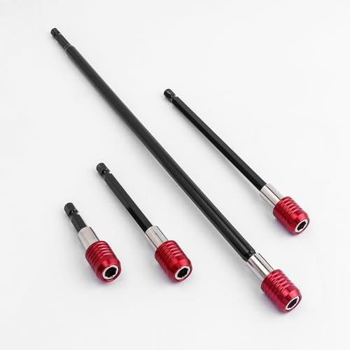 Bestgle 4 Pcs Portainserti Magnetico 1/4 Punta, Porta Inserti Magnetico per Avvitatore da Gambo Esagonale, Esta di Prolunga per Avvitatore, Inclusa Prolunga per Punte da 50/100/150/300mm per Trapani