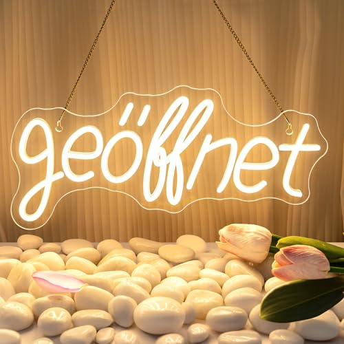 SIGNSHIP geöffnet Neon Schild Warmweißes geöffnet LED Led Schriftzug Hängeschild Türschild Open Leuchtschild mit 6 stufigem Dimmschalter USB Led Schild für Geschäfte,Café,Restaurant,Supermärkte
