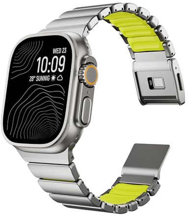 Titan Armband kompatibel mit Apple Watch Armband Ultra 3/2/1 49mm 46mm 45mm 44mm 42mm, Titan Silikon Doppelschicht, Damen Herren Magnetverschluss Ersatzarmband für iWatch Series 11 10 9 8 7 6 5 4