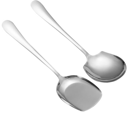 Homoyoyo Cuillère de Service en Acier Inoxydable Épais 2 Pièces Grosse Cuillère Creuse pour Buffet Cuisine Familiale Ustensiles Robustes pour Servir Riz et Aliments Usage Domestique et