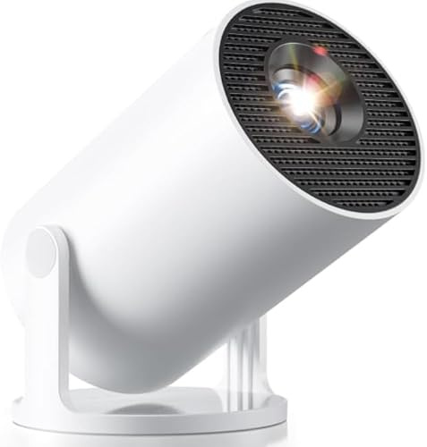 App intégrée - Vidéoprojecteur 4K 1080P, Mini Projecteur Portable Full HD 1080P 5G WiFi 6 BT 5.4, Projecteur Auto Correction Trapézoïdale Horizontale - Blanc