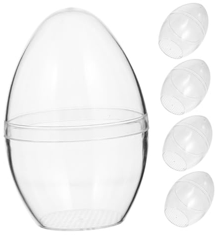 Cabilock 5 Piezas 5 Huevos de Pascua Transparentes Rellenable Grandes 9x12 Cm, Bolas de Plástico para Decoración de Pascua, Suministros para Fiestas Primaverales y Manualidades