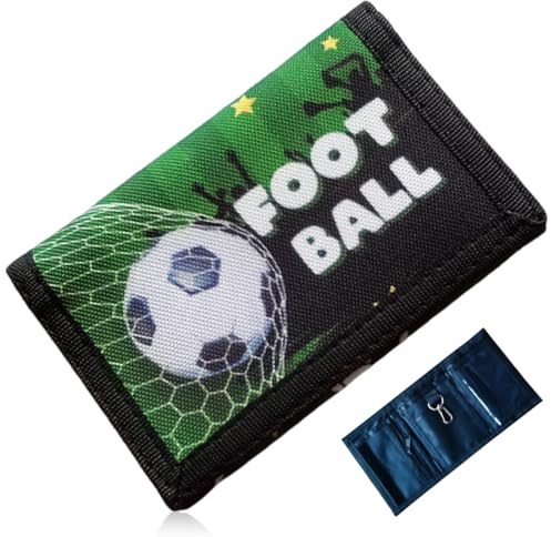 LONSVTTU 1 Portafoglio Passo Dopo Passo, Calcio, Sportivo In Tela Oxford Verde, Per La Coppa Del Mondo, Tifosi Di Calcio, Bambini, Per Monete E Piccoli Oggetti