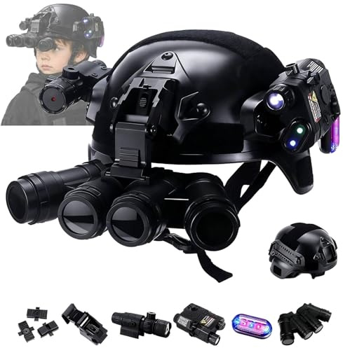 Ensemble de Casque Tactique pour Enfants - Modèle NVG à 4 Lentilles, Lampe Tactique et Support NVG | Équipement de Combat Multifonction pour Cosplay, Airsoft et Jeux de Plein Air