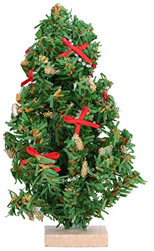 EMUKOEP Mini Lebensechter 4,7-Zoll-Puppenhaus-Weihnachtsbaum für Desktop-Dekoration, Puppenhaus-Zubehör für Birken-Nylon-Materialien