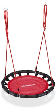 Balançoire nid d'oiseau Ronde réglable Jardin intérieure 80 x 80 cm Assise Confortable en métal Noir 13_0006999
