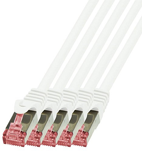 BIGtec LAN Kabel 5 Stück 1m Netzwerkkabel Ethernet Internet Patchkabel CAT.6 weiß Gigabit SFTP doppelt geschirmt für Netzwerke Modem Router Switch 2 x RJ45 kompatibel zu CAT.5 CAT.6a CAT.7 Stecker
