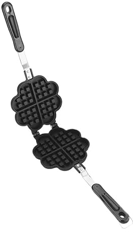 Waffle Maker Pan machine, Waffle Iron Heart Shape Household Kitchen Gas Non-Stick Waffle Baking Pan Mould, Anti-Scalding And Comfortable Grip Mold Press Plate Baking Tool