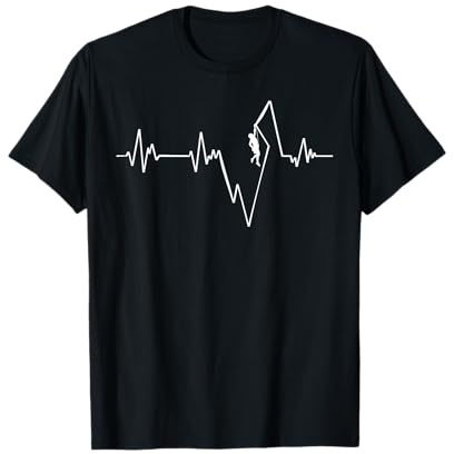 Bergsteiger Klettern Kletterer EKG T Shirt Herzschlag T-Shirt