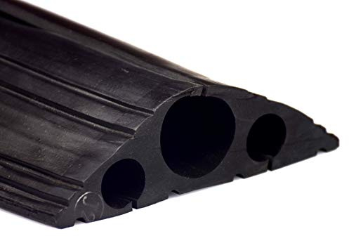 Black Heavy Duty Industrial Rubber Floor Outdoor Cable Protector - Safety Wire Cover (1m)