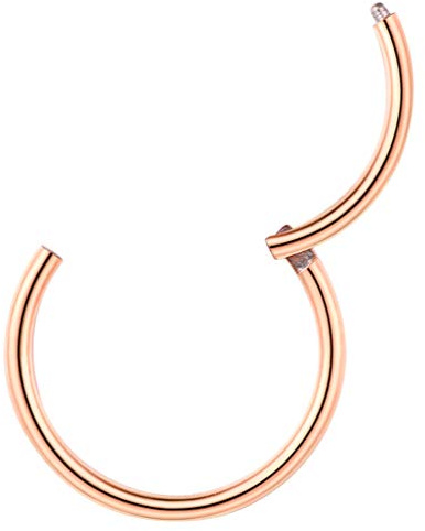 PROSTEEL 20 Gauge Rosegold vergoldet Piercing Ring für Nase Septum Conch Helix Ohr Lippenring Nasenring Segmentring Universal Körper Piercing Schmuck Accessoire für Männer Frauen - 8mm