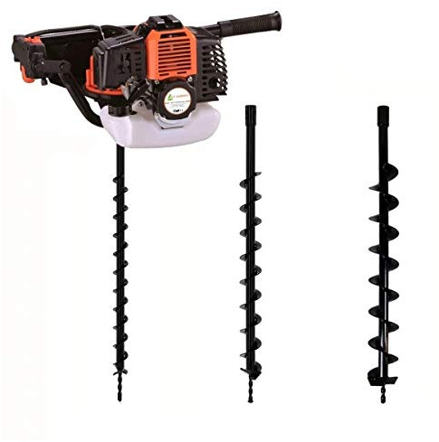 GT Garden Tarière Thermique 52 cm3-3 CV + Lot de 3 mèches (40, 60 et 80 mm)