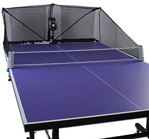 ASDQWER Tischtennisroboter, Werfer/Shooter für Ihren Ping-Pong-Tisch, Ping-Pong-Maschinenroboter, ausgestattet mit kabelgebundener Fernbedienung,Tischplatten-Ping-Pong-Roboter-Maschine mit Fangnetz
