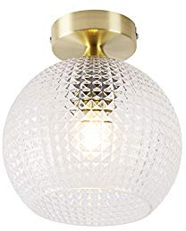 Qazqa Art Deco Deckenleuchte, Deckenlampe - Sphere - Gold, Rund, 20cm, Ideal als Flur, Schlafzimmerlampe und Wohnzimmerlampe