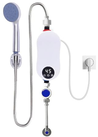 Mini Scaldabagno Elettrico Istantaneo 3500W. Con miscelatore e termostato, offre acqua calda immediata ed efficiente. Ideale per piccoli spazi: Cucina, Bagno e Doccia