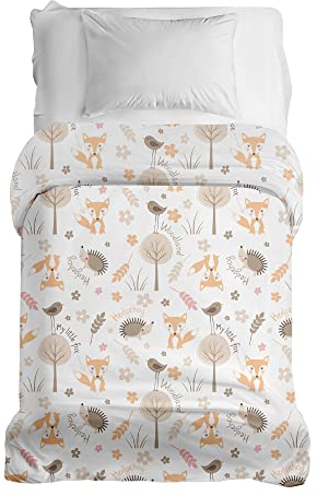 TherapieWelt Bettwäsche Kinder Bezug Deckenezug aus Baumwolle Bettbezug mit Reißverschluss für besseren Schlaf für Kinder/Jugendliche 100x135cm Fuchs Igel Blätter orange