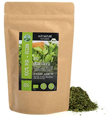 Alpi Nature Organic Lovage 125g 4.4 oz, Dried and Rubbed Lovage Leaves, Spice for Cooking