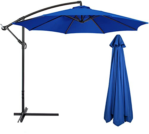 Flueyer 9FT Patio Offset Umbrella 8 Rib Cantilever Umbrella Replacement Canopy Waterproof Parasol Fabric Canopy for Garden, Lawn, Deck, Backyard & Pool(Canopy Only)