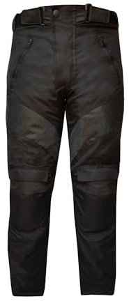 warrior gears Motorcycle Cordura Mesh Waterproof Trouser Kid, Black Leather Motorbike Trousers for Kids, Boys Waterproof Trousers with CE Protective Armors, Kids Leather Pants - Black, 11-12 Years