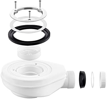 EMKE Ablaufgarnitur Duschwanne, Duschablauf mit Siphon, Geruchsverschluss und Haarsieb, Abfluss Ablaufloch set für Duschwanne, Weiß