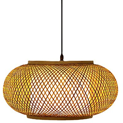 KXKLGWHN Natural Bamboo And Rattan Woven Pendant Lamp,ceiling Lighting Fixtures,E27 Lampholder Single Head Hanging Light,living Room,tea Room,chafing Dish Shop Lighting Fixtures