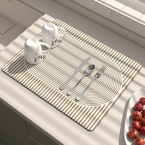 ZPPLD Draining Mat,Dish Drying Mat for Kitchen Counter,Quick Dry Dish Drainer Mat,Super Absorbent Kitchen Sink Drainer Mat,Coffee Machine Mat Counter Protector 60x40cm (A)