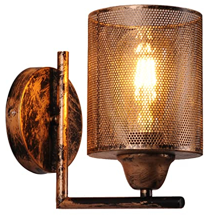 AIRTWESD LED Applique da parete vintage, lampada da parete comodino industriale per interni, spot da parete in ferro retrò per camera da letto, corridoio, bar, E27 (lampadine non incluse)