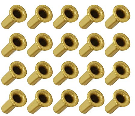 METALLIXITY Foro Passante Rivetto (3mm x 8mm) 100pz, Ottone Placcato Metallo Cavo Rivetto Dadi - per PCB Schede, Dorato