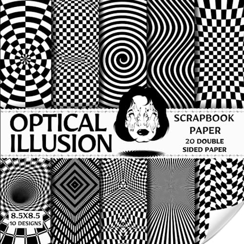 Optical Illusion scrapbook paper, 8.5x8.5, 10 Designs, 20 Double-Sided Sheets: Black and white Scrapbooking Paper for Junk Journals, Decorative ……… ... & Mixed Media, Origami, Collage & Card Making