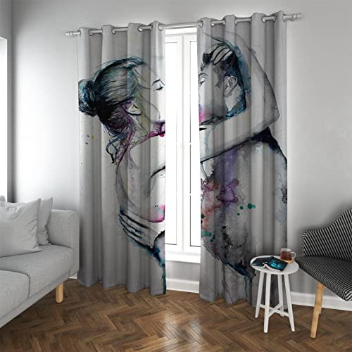 LEFEDA graue verdunkelung vorhänge Bunte abstrakte Paare Muster Druck wärmeisolierte fenstervorhang vorhänge für Erwachsene Schlafzimmer 2 paneele 2xB132xH245cm