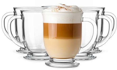 Glasmark KROSNO 1992 Kubas Ensemble de 6 Verres à Café Cappuccino Café Glacé Lavable au Lave-vaisselle 6x400 ml