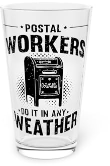 Humorous Letter Carriers Duties Illustration Pun Novelty Mailmen Graphic Saying Men Women Pint Glass, 16oz 16oz