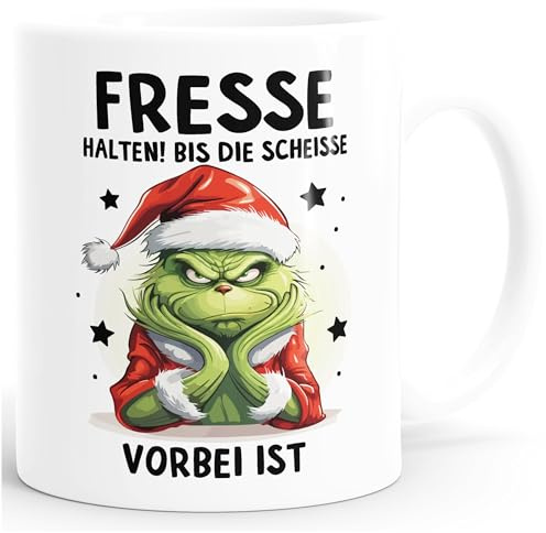 MoonWorks® Weihnachtsnörgler Tasse Anti Weihnachten Spruch Ironie Sarkasmus lustige Weihnachtsbecher Geschenke für Weihnachtsmuffel Weiss standard